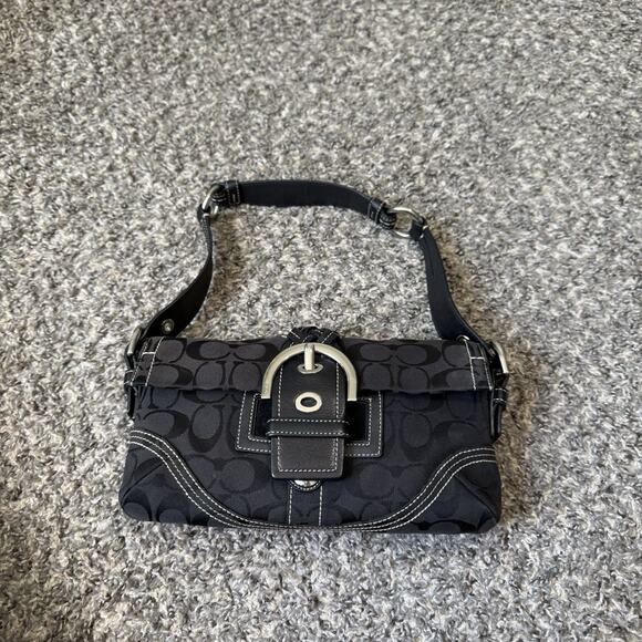 Coach 6280 Y2k Black Soho Signature Monogram Shoulder Bag 90s Small Vintage - Picture 1 of 16